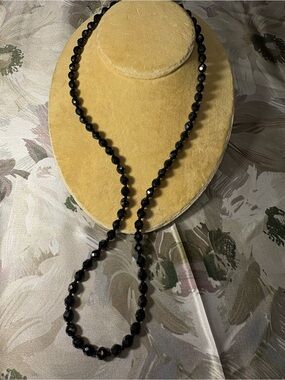 Large Antique Faceted French Jet Necklace